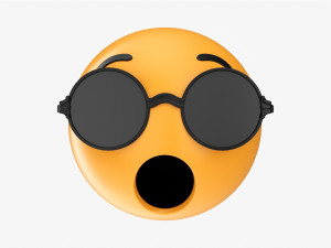 Emoji 088 Speechless With Round Glasses 3D Model