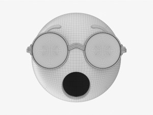 Emoji 088 Speechless With Round Glasses Modello 3D