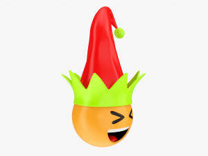 Emoji 090 Laughing With Elf Hat Modello 3D