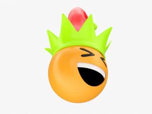 Emoji 090 Laughing With Elf Hat 3D Model