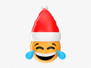 Emoji 091 Laughing With Santa Hat 3D Model