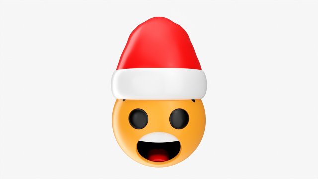 Emoji 092 Fearful With Santa Hat 3D-Modell .c4d .max .obj .3ds .fbx .stl .blend 