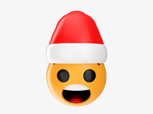 Emoji 092 Fearful With Santa Hat 3D Model