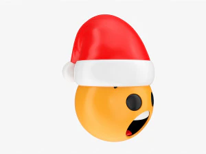Emoji 092 Fearful With Santa Hat 3D Model