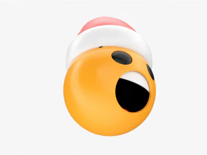 Emoji 092 Fearful With Santa Hat 3D Model