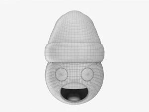Emoji 092 Fearful With Santa Hat 3D Model