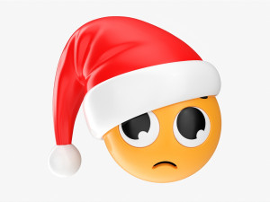 Emoji 093 Disappointed With Santa Hat 3D Model