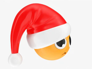 Emoji 093 Disappointed With Santa Hat 3D Model