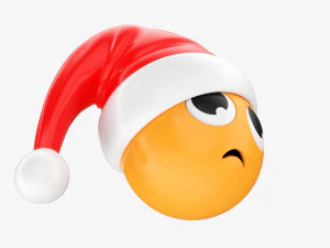 Emoji 093 Disappointed With Santa Hat 3D Model