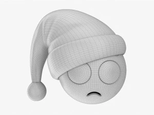 Emoji 093 Disappointed With Santa Hat 3D Model