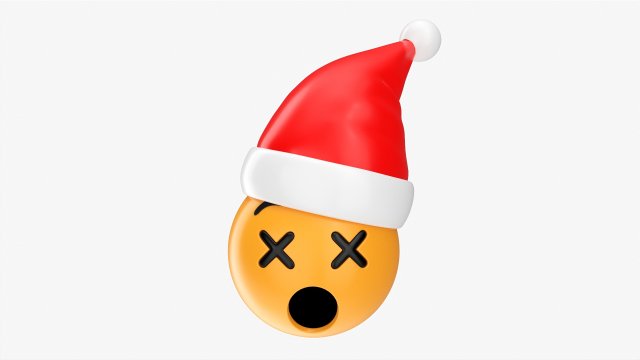 Emoji 094 Dizzy With Santa Hat 3D-Modell .c4d .max .obj .3ds .fbx .stl .blend 