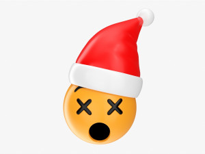 Emoji 094 Dizzy With Santa Hat 3D Model