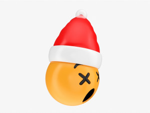Emoji 094 Dizzy With Santa Hat 3D-Modell