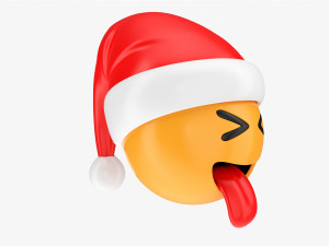 Emoji 095 With Closed Eyes Stuck-Out Tongue And Santa Hat 3D-Modell