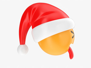 Emoji 095 With Closed Eyes Stuck-Out Tongue And Santa Hat 3D-Modell
