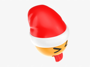 Emoji 095 With Closed Eyes Stuck-Out Tongue And Santa Hat 3D-Modell