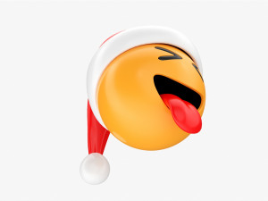 Emoji 095 With Closed Eyes Stuck-Out Tongue And Santa Hat 3D-Modell