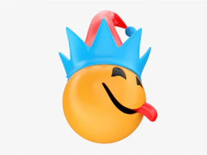 Emoji 096 Yum With Elf Hat 3D Model