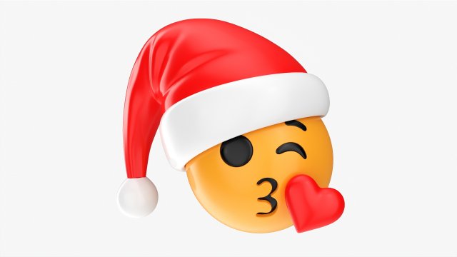 Emoji 097 Kissing Heart With Santa Hat 3Dモデル .c4d .max .obj .3ds .fbx .stl .blend 