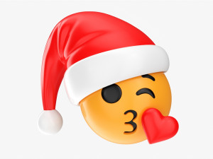 Emoji 097 Kissing Heart With Santa Hat 3D Model