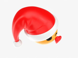 Emoji 097 beijando cora&ccedil;&atilde;o com chap&eacute;u de Papai Noel Modelo 3D