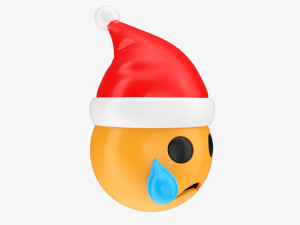 Emoji 098 Crying With Tear And Santa Hat 3D-Modell