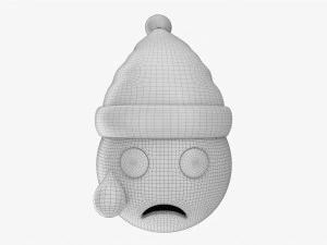 Emoji 098 chorando com l&aacute;grima e chap&eacute;u de Papai Noel Modelo 3D
