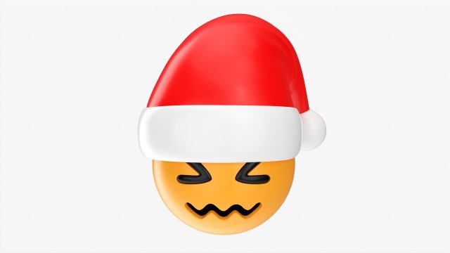 Emoji 099 Confounded With Santa Hat 3D-Modell .c4d .max .obj .3ds .fbx .stl .blend 