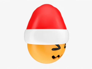 絵文字099 サンタ帽子と当惑 3Dモデル