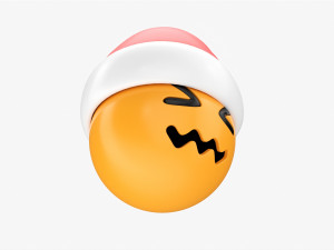 Emoji 099 Confounded With Santa Hat 3D-Modell