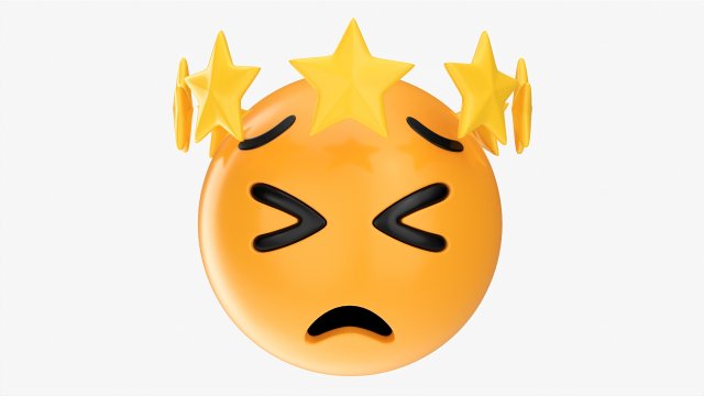 Emoji 100 Tired With Star Shaped Tiara 3D Модель .c4d .max .obj .3ds .fbx .stl .blend 