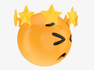 Emoji 100 Tired With Star Shaped Tiara 3D Model