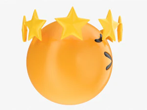 Emoji 100 Tired With Star Shaped Tiara 3D Model