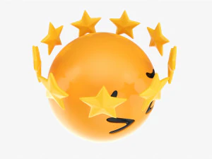 Emoji 100 Tired With Star Shaped Tiara 3D Model