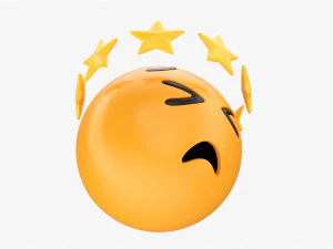 Emoji 100 Tired With Star Shaped Tiara 3D Model