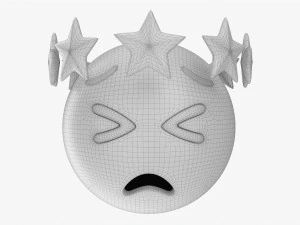 Emoji 100 Tired With Star Shaped Tiara 3D Model