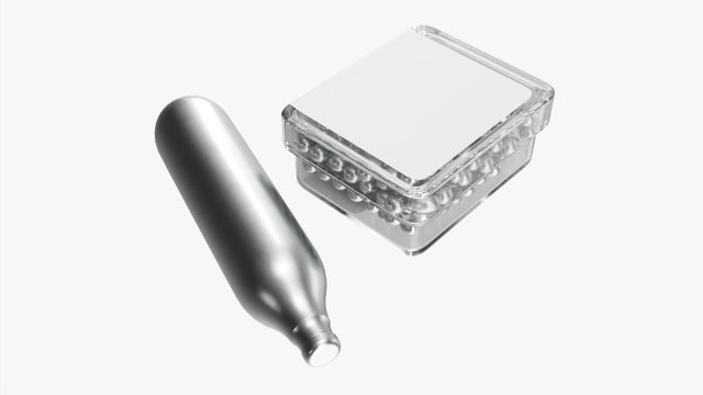 Air pistol gas cylinder and bullet box 3D Модель .c4d .max .obj .3ds .fbx .stl .blend 