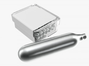 Air pistol gas cylinder and bullet box 3D Модель