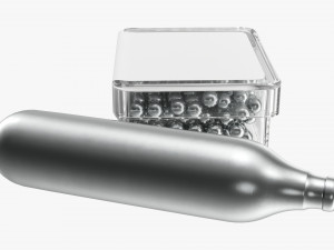 Air pistol gas cylinder and bullet box 3D Модель