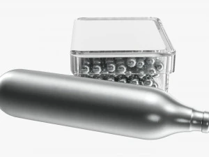 Air pistol gas cylinder and bullet box 3D Model