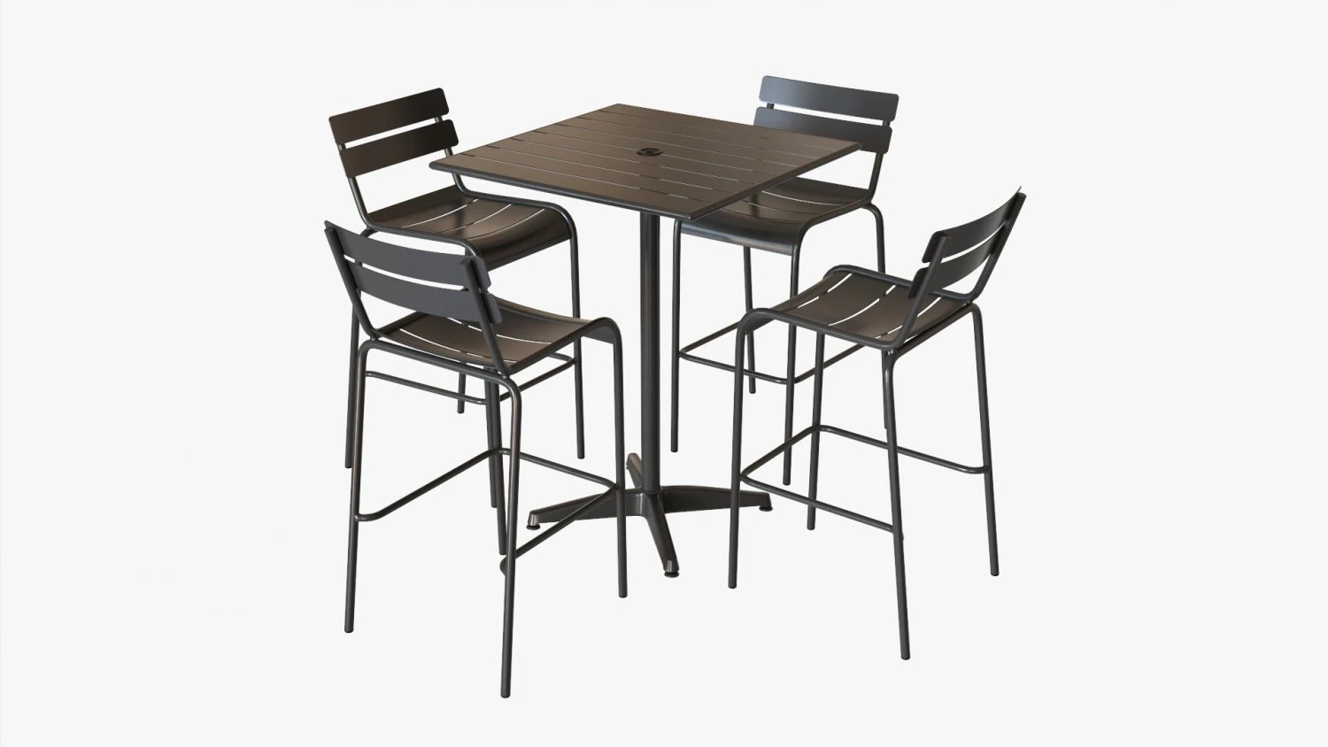 Bar Height Outdoor Table With Barstools 3D Model .c4d .max .obj .3ds .fbx .stl .blend 