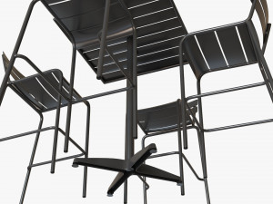 Bar Height Outdoor Table With Barstools 3D Модель