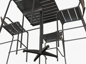 Bar Height Outdoor Table With Barstools 3D Model