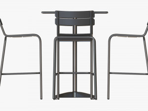 Bar Height Outdoor Table With Barstools 3D Модель