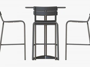 Bar Height Outdoor Table With Barstools 3D Model