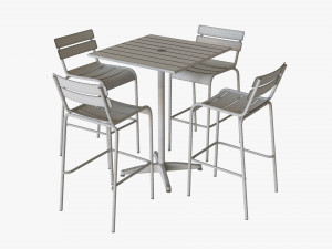 Bar Height Outdoor Table With Barstools 3D Модель