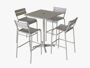 Bar Height Outdoor Table With Barstools 3D Model