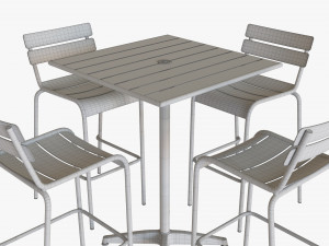 Bar Height Outdoor Table With Barstools 3D Модель