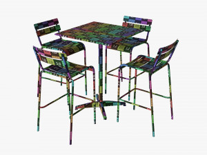 Bar Height Outdoor Table With Barstools 3D Модель