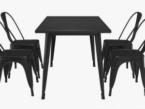 Black Dining Outdoor Table With Chairs 3D Model